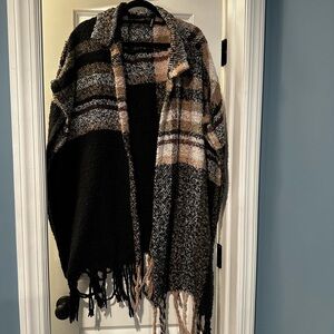 Cozy Plaid Fringe Cardigan